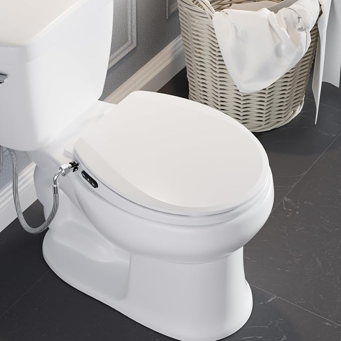 Clirass Bidet Toilet Seat, Knob-Adjustable Water Pressure, Buttons for Switching Between Bidet, Feminine Wash, and Self-Cleaning Modes, Dual Nozzle System, Quick Installation, Fits Round Toilets