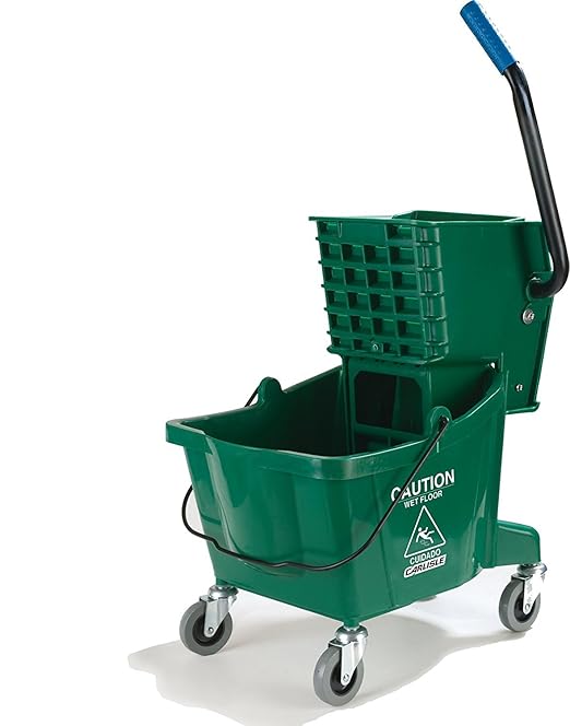 SPARTA Commercial Mop Bucket with Side Press Wringer, Floor Cleaning Essentials for Commercial and Home Use 26 Quart Capacity, 1 Count, Green