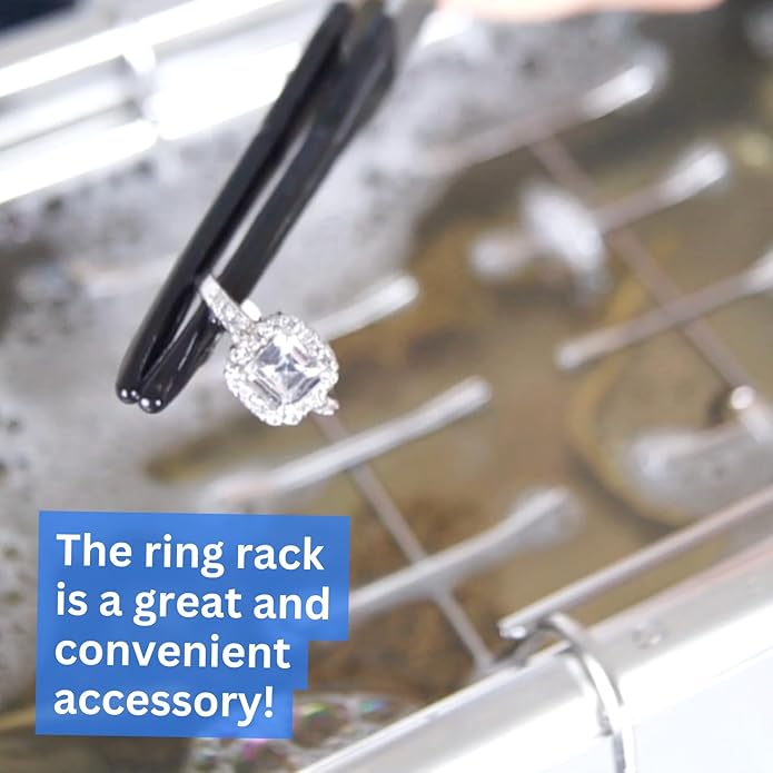 GemOro Ultrasonic Jewelry Cleaner | Heated Stainless Steel Personal Gentle Cleaner with Basket | Professional Performance Machine for Rings Watches Glasses Earrings