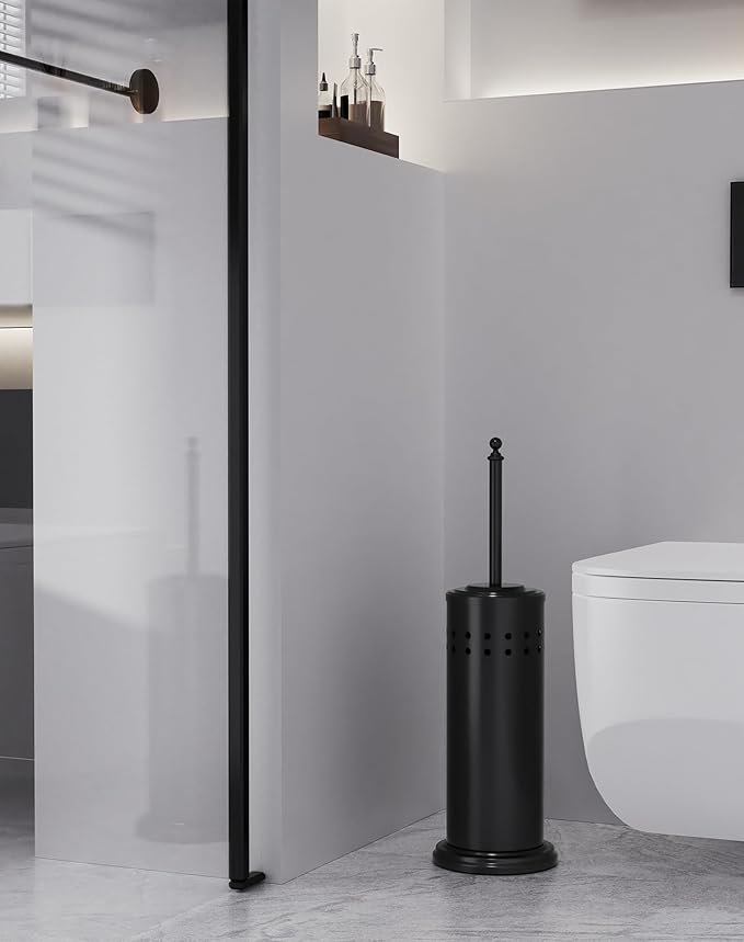 DOWRY Anti-Hand Off Toilet Plunger with Holder for Bathroom,Powerful Efficient Force Suction Cup,Heavy Duty, Deep Cleaning Black