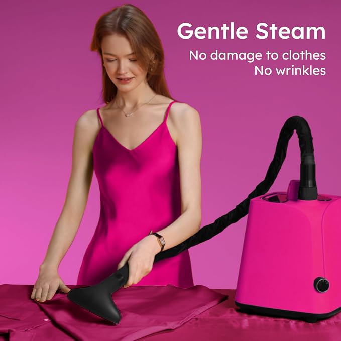 Colorful Standing Garment Steamer for Clothes, 2000W Professional Hanging Clothing Steamer with Stand, Commercial Cloth Fabric Steamers with 1.8L Water Tank for 45min Steaming, Cherry