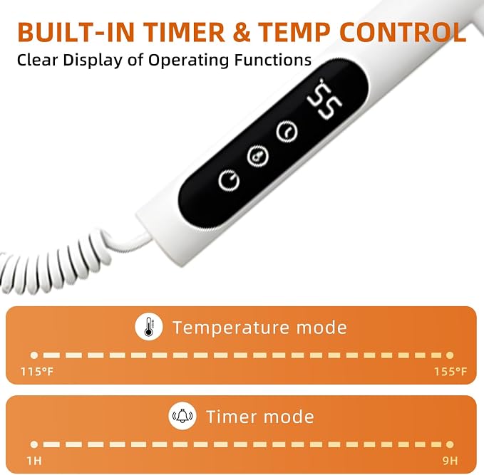 Rotatable Heated Towel Warmer,Plug-in/Hard-Wired Wall Mounted Electric Towel Warmer with Timer and Multi-Stage Temperature Regulation 2-3 Minutes to 131°F (White)
