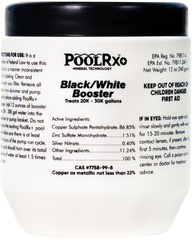Pool RX 332066 PoolRX+ Booster Black Swimming Pool Algaecide, Single Unit