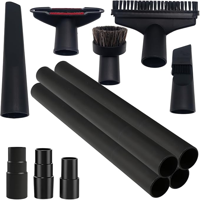 Universal 1.25 Inch (32MM) Vacuum Brush Attachments plus Extension Tubes & Adapter Kit for Small Shop Vacs Hose 1-1/4'' - Vacuum Extension Wand & Accessories for Small Shop Vac