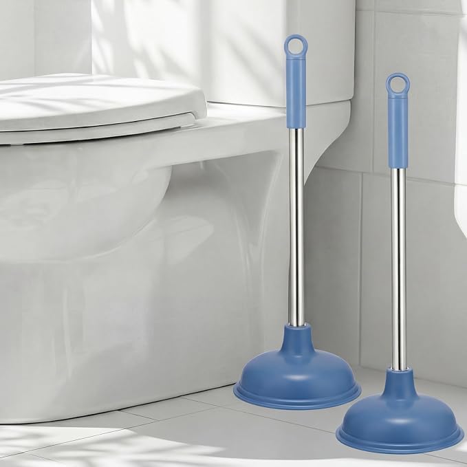 Reallnaive 12 Pcs Bulk Toilet Plunger for Bathroom Double Thrust Force, Heavy Duty Rubber Cup Commercial Plunger for Drain Clog Toilets Drains Kitchens(Classic)