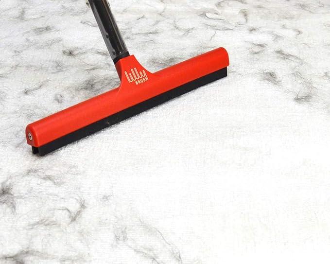 Lilly Brush Mighty Pet Hair Detailer - Carpet Rake & Broom for Pet Hair Removal, Double Rubber Blade, 52" Handle