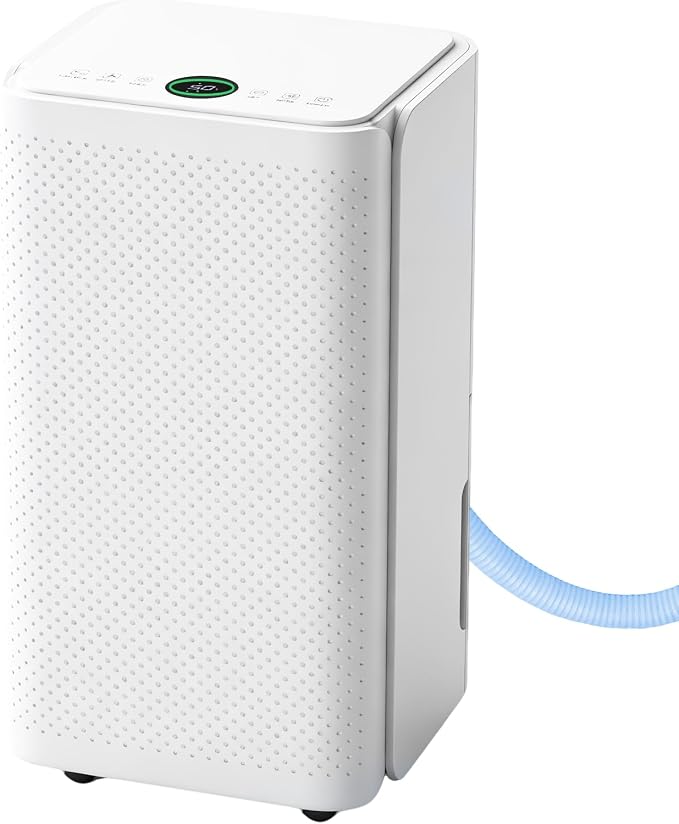 DUMOS 30Pints Dehumidifier with Drain Hose, Most Efficient Energy Star, 2,000 Sq.Ft Dehumidifier for Basement, 0.53 Gallon Tank, Low 38dB, Smart Humidity Ring, Ideal Humidity Remover for Home, Bedroom