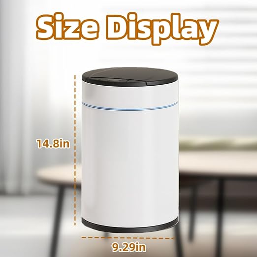 Garbage Can with Lid, Intelligent Sensor Opening and Closing, Small Garbage Can for Living Room, Bedroom, Kitchen and Bathroom (1, White)