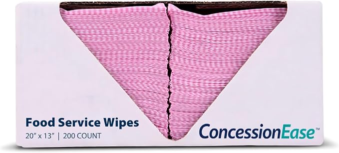 ConcessionEase Food Service Wipes – 200 Count 20" x 13" Disposable Bar Mop Replacement Towels – Cloth-Like Cleaning Wipes for Restaurants, Food Trucks & Kitchens