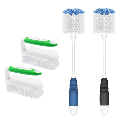 Amazer 2 Pack Scrub Brush and 2 Pack Bottle Cleaner Brushes