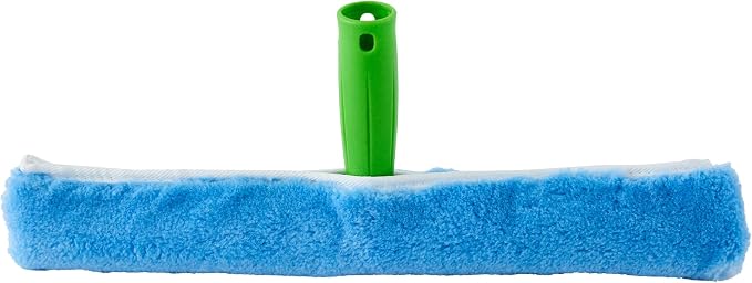 Restaurantware-Clean Tek Professional Window Washer Strip, 1 Window Scrubber with T-Bar Handle - Machine Washable, No-Streak Cleaning, Blue Acrylic Washer for Glass Door, Home Or Commercial Use