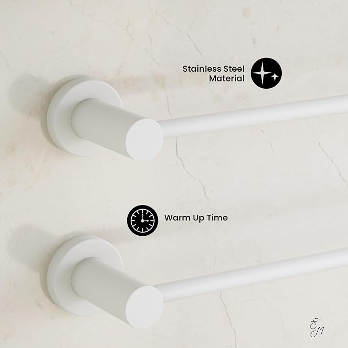 Swiss Madison Claire 3-Bar Electric Towel Warmer Heated Towel Racks for Bathroom in Matte White