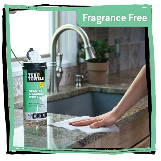 Tub O' Towels Granite & Marble Cleaning Wipes 4 Pack – 7x8 Multi Surface Stone Cleaning Wipes, 40 Count Canisters for Countertops & Tile