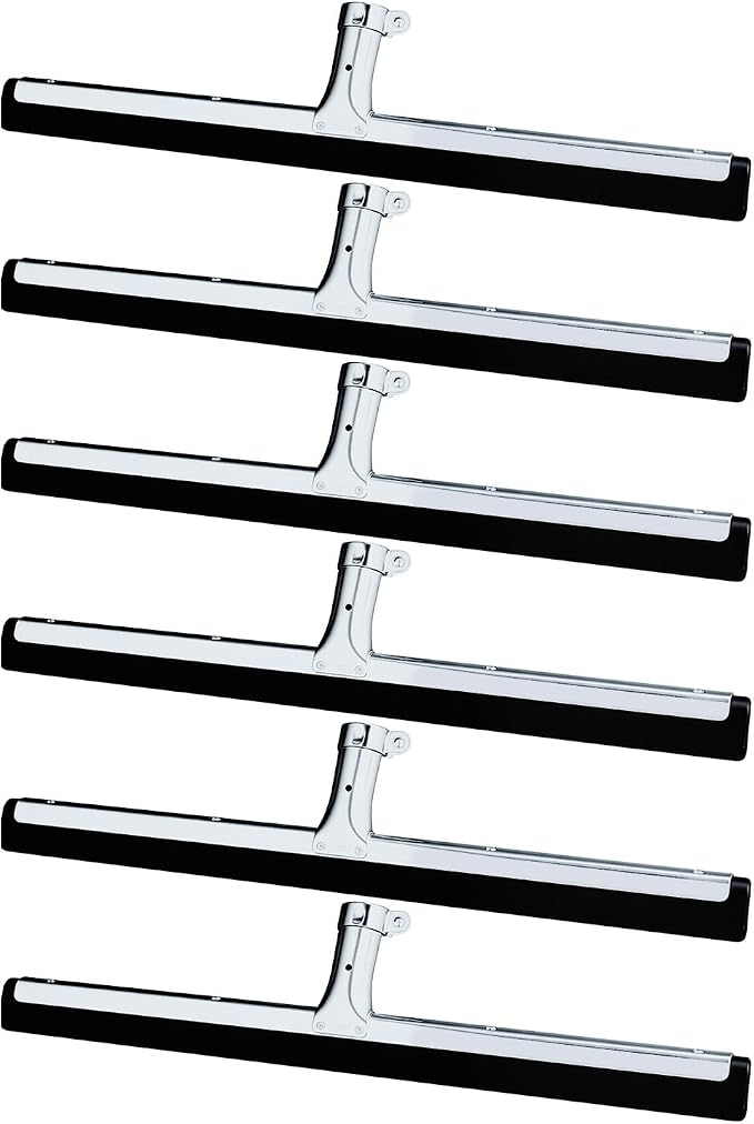 6 Pcs Double Foam Floor Squeegee 18 Inch Cleaning Squeegee Heavy Duty Rubber Broom Stainless Steel EVA Foam Blade Industrial Floor Scrubber for Garage Pool Concrete Window