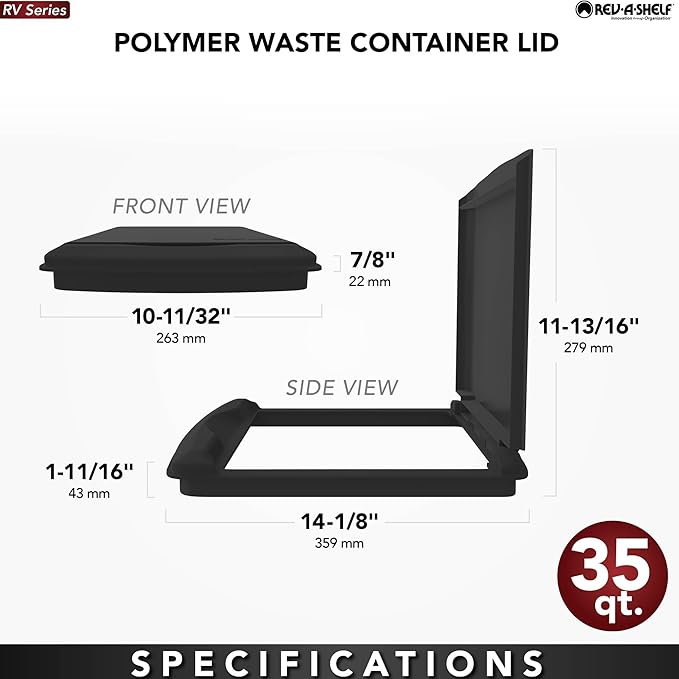 Rev-A-Shelf 35 Qt Under Sink Garbage Can Lid for Base Kitchen and Bathroom Cabinet, Replacement Plastic Trash Bin Lid Only, RV-35-LID-17-1-40 (2 Pack)