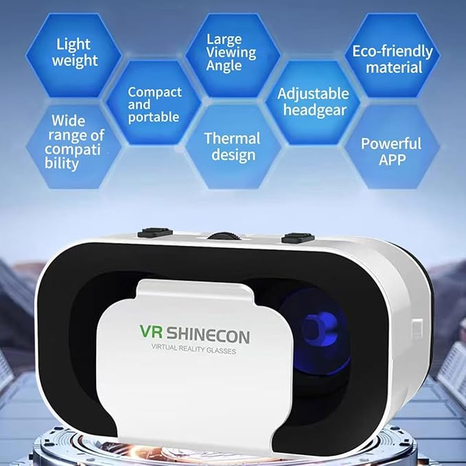 Virtual Reality Headset VR Glasses Compatible with iPhone and Android Adjustable 3D VR Phone Headset for 4.7 to 6.5 Inch, with Controller for Movies and Mobile Games