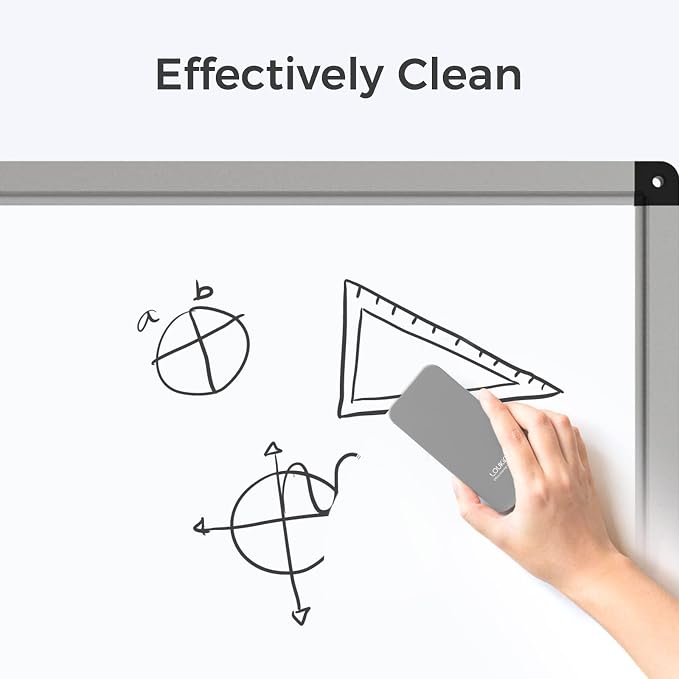 LOUKIN Whiteboard Accessories Bundle | Magnetic Dry Erase Eraser (Gray) 2 Pack & Non-Toxic Whiteboard Cleaner (3.4 fl oz) 2 Pack & Magnetic and Adhesive Marker Holder (Black)
