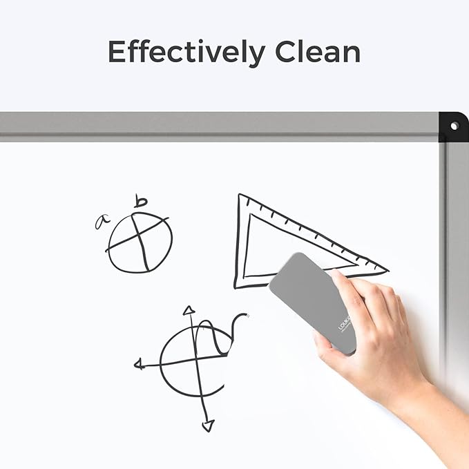 LOUKIN | Magnetic Dry Erase Eraser (Gray) 4 Pack & Non-Toxic Whiteboard Cleaner (3.4 fl oz) 4 Pack & Magnetic Cleaning Cloth 4 Pack
