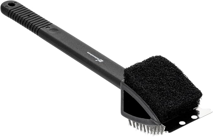 Restaurantware Met Lux 15-Inch Grill Brush 1 Durable Grill Cleaning Tool - Scraper Scouring Pad Matte Black Plastic Grill Accessory For All Types Of Grills