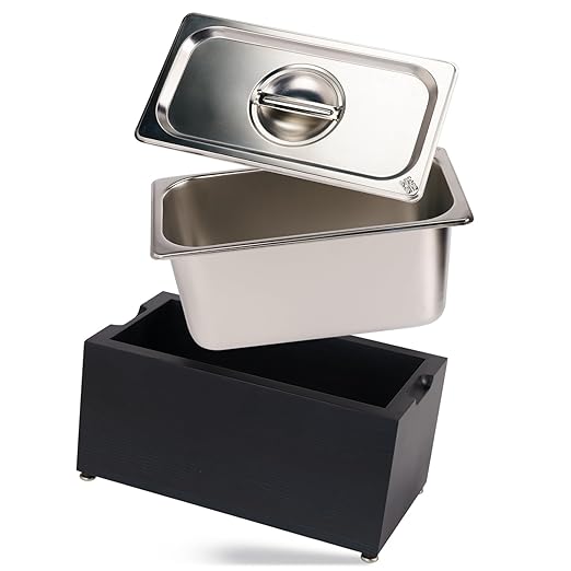 Art Secret 1.6 Gal Kitchen Countertop Compost Bin, Smell Proof Insert with Pine Wood Box (Gray)