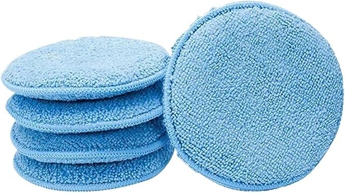5 Inch Microfiber Wax Applicator Pad, Round Foam Sponges for Vehicle Detailing Motorcycle Daily Care(Blue 5pcs)