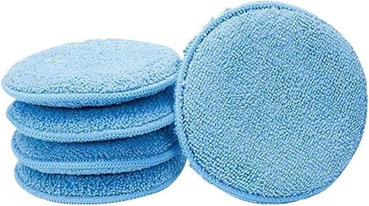 5 Inch Microfiber Wax Applicator Pad, Round Foam Sponges for Vehicle Detailing Motorcycle Daily Care(Blue 5pcs)