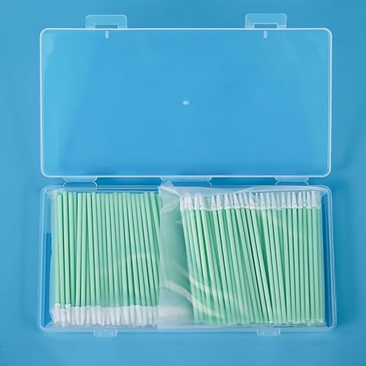 Pointed Foam Tip Cleaning Swabs for 1.25mm LC/MU Fiber Optic Connectors, Camera Lenses, PCB and Hard-to-Reach Areas, Lint-Free, 200pcs