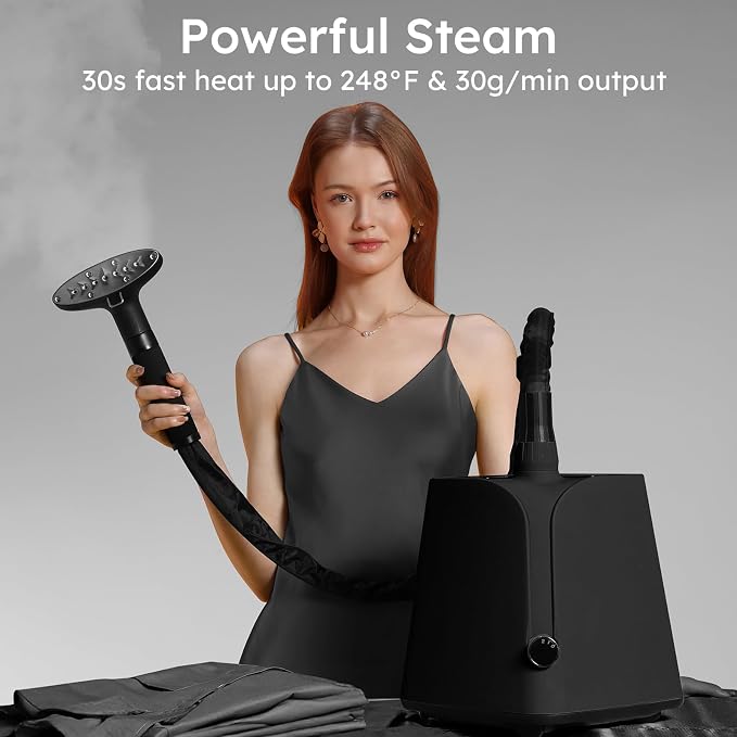 Colorful Standing Garment Steamer for Clothes, 2000W Professional Hanging Clothing Steamer with Stand, Commercial Cloth Fabric Steamers with 1.8L Water Tank for 45min Steaming, Blackcurrant
