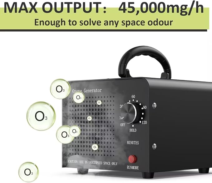 Medvoe 0zone Generator 45000mg - O3 Air Purifier for Home & Car, Ozone Machine Odor Removal for Smoke & Pet (Black)