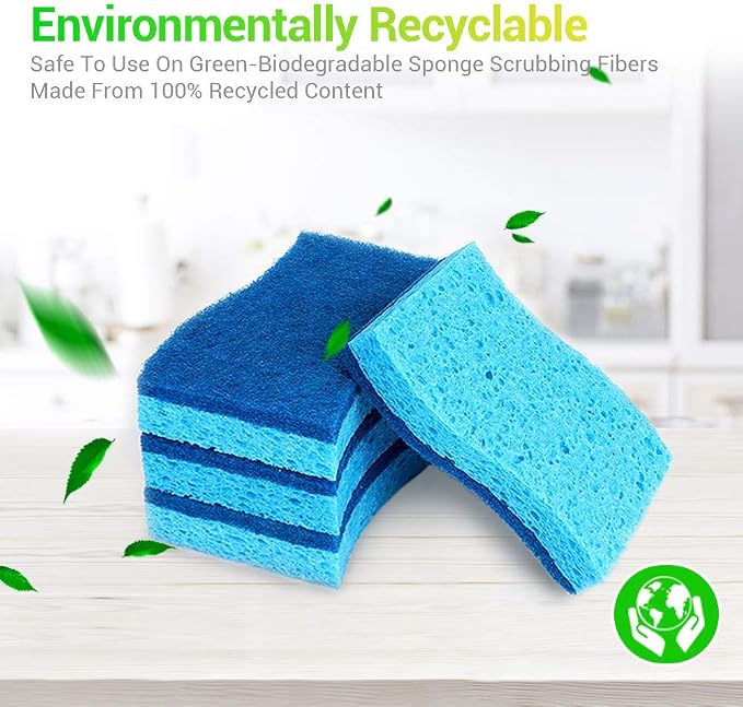 AIDEA-Brite Non-Scratch Scrub Sponge-24Count, Sponges for Dishes, Cleaning Sponge, Cleans Fast Without Scratching, Stands Up to Stuck-on Grime, Cleaning Power for Everyday Jobs