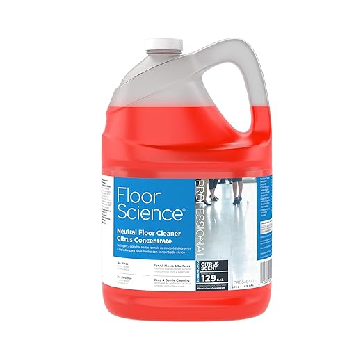 Diversey Floor Science CBD540441 Professional Neutral Floor Cleaner, Deep & Gentle Cleaning with No Residue, Citrus Scent, Concentrate, 1-Gallon (Pack of 4)