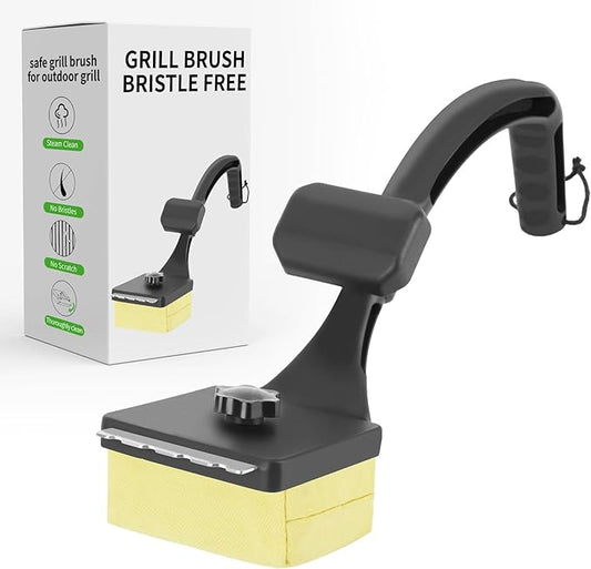 Grill Brush for Outdoor Grill Bristle Free, Reinforced Grill Cleaner Scraper BBQ Brush Non Metal Bristles Steam Cleaning Grill Cleaning Brush Safe BBQ Accessories Grill Tool, Gifts for Men