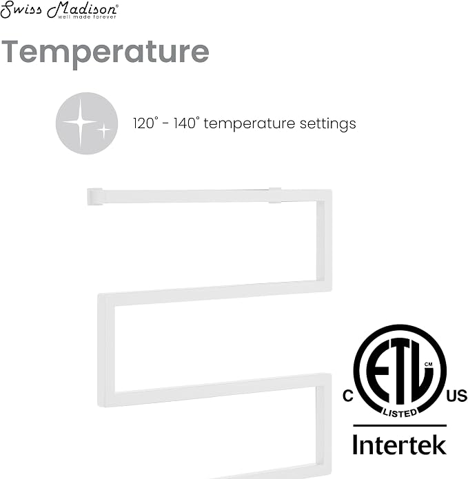 Voltaire 5-Bar Electric Towel Warmer in Matte White