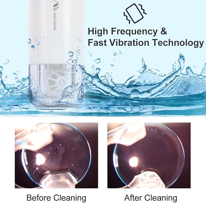 Contact Lens Cleaner, Portable Soft Contact Lens Cleaning Machine with USB Charger, Automatic Vibration Contact Lenses Cleaner Case for Traveling (White)