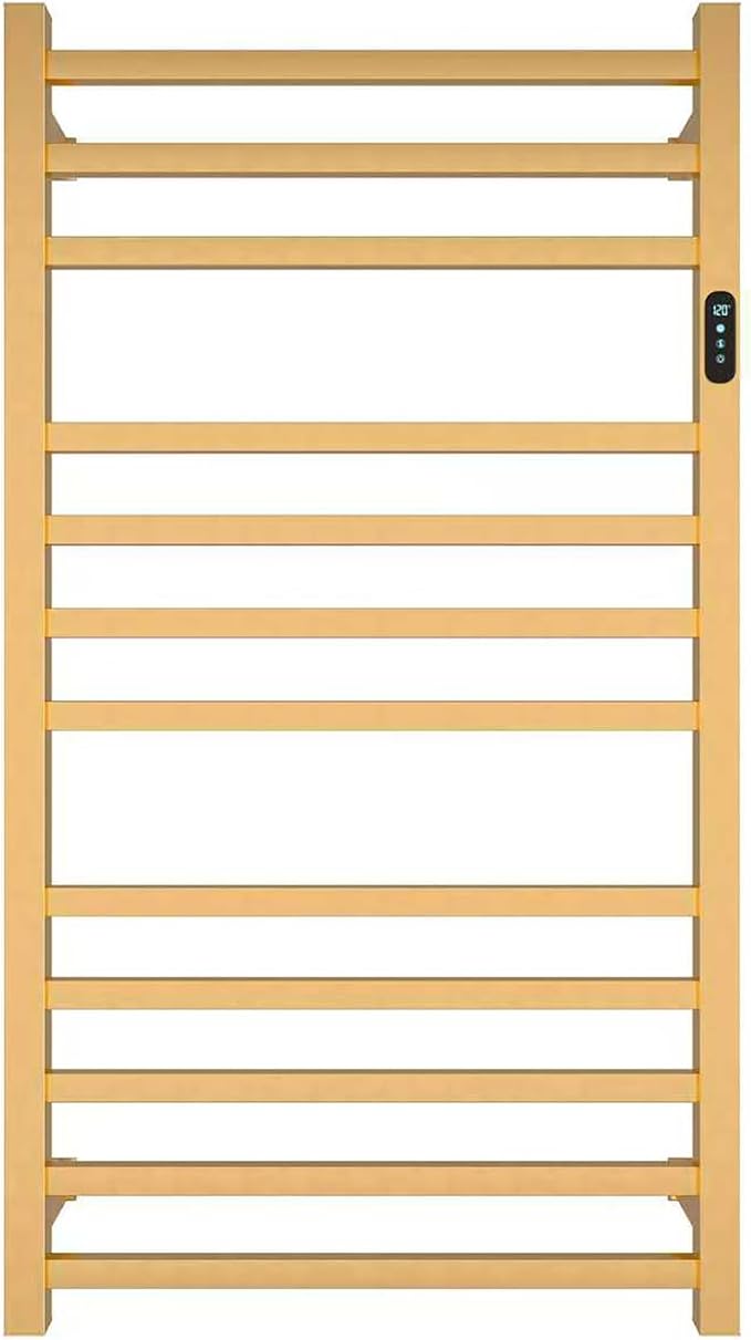 Luxury Heated Towel Rack Wall Mounted Towel Warmers, 12 Bars Towel Warmer Rack for Bathroom with Timer & Temperature Multi-Level Adjustable, Hardwired and Plug-in Compatible (Brushed Gold)