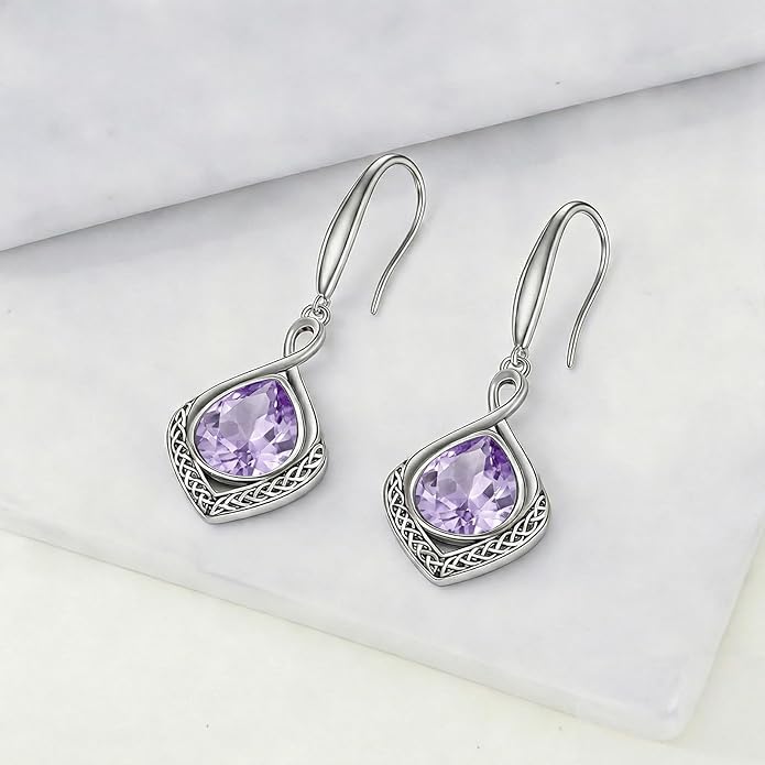 PELOVNY Celtic Knot Filigree Earrings for Women 925 Sterling Silver Moss Agate/Birthstone Infinity Earrings Birthday Christmas Jewelry Gifts for Mom Daughter Wife Sister