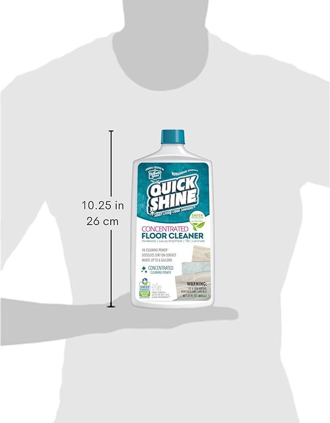 Quick Shine Multi Surface Concentrated Floor Cleaner 27oz, 6Pk | Use on Hardwood, Laminate, Luxury Vinyl Plank LVT, Tile & Stone | Dirt Dissolving & Powerful Cleaning | Each Bottle