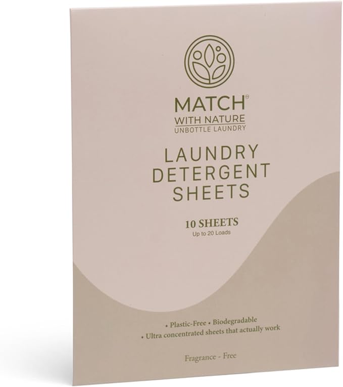 Travel Laundry Detergent Sheets – 10 Pre-Measured Loads, Dissolves Completely – Plastic-Free, Biodegradable Formula – Machine-Ready, Compact, TSA Carry-On Friendly – Fragrance-Free