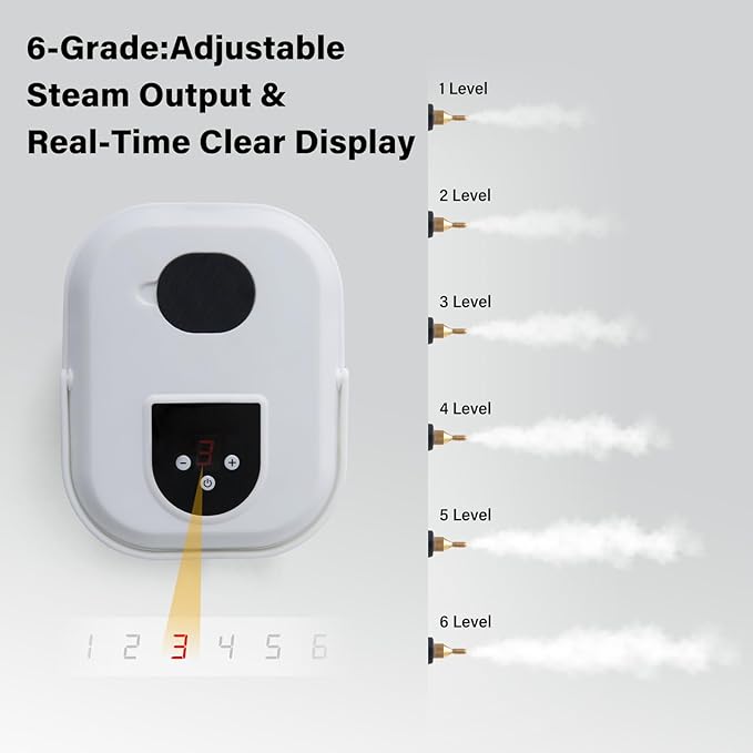 Lamberia Steam Cleaner with 16pcs Accessories, 2500W 1700ml 1.8 Quarts Tank, 6-Level Adjustable Portable Handheld Pressurized Steamer, 15s Heat-Up Steam Cleaner for Home, Car, Kitchen(White, US Plug)