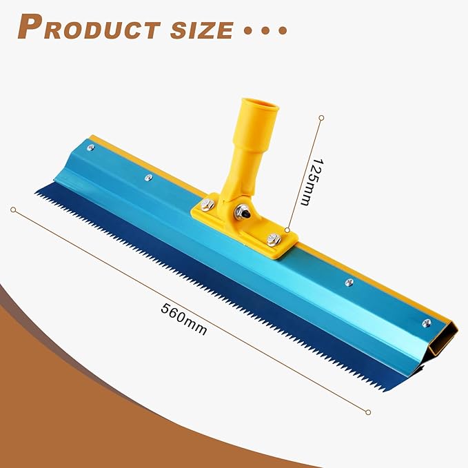 Notched Squeegee for Epoxy, Epoxy Floor Squeegee with 78.7" Long Stainless Steel Pole, Cement Painting Coating Tool for Epoxy, Cement Self Leveling