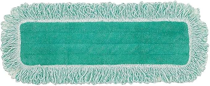 Rubbermaid Commercial Products HYGEN 18 inch Microfiber Dust Pad with Fringe, Green, For Janitorial/Professional Cleaners and Heavy-Duty industrial Cleaning/Dusting/Sweeping