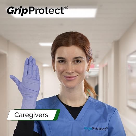 GripProtect Precise Nitrile Gloves 4 Mil – Chemical Resistant Nitrile Gloves with Grip for Mechanics, Tattoos, Food Prep & Cleaning - Medical Grade Disposable Gloves, Large, 100
