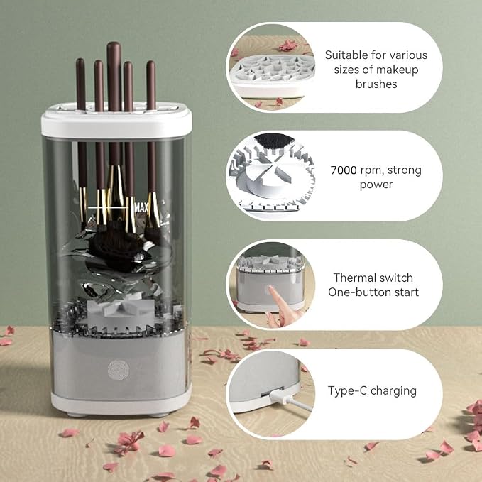 Electric Makeup Brush Cleaner Machine, LIFEES Portable Automatic USB Cosmetic Brush Cleaner Dryer for All Size Beauty Makeup Brushes Set, Foundation brush, Contour, Eyeshadow, Blush Brushes