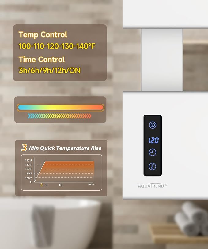 Towel Warmers for Bathroom, Heated Towel Rack Wall Mounted, 21.6" X 17.7" Smart LED Control, Built-in Timer & Temperature, Max 140°F, Plug-in, Fast Heating, Brushed Nickel