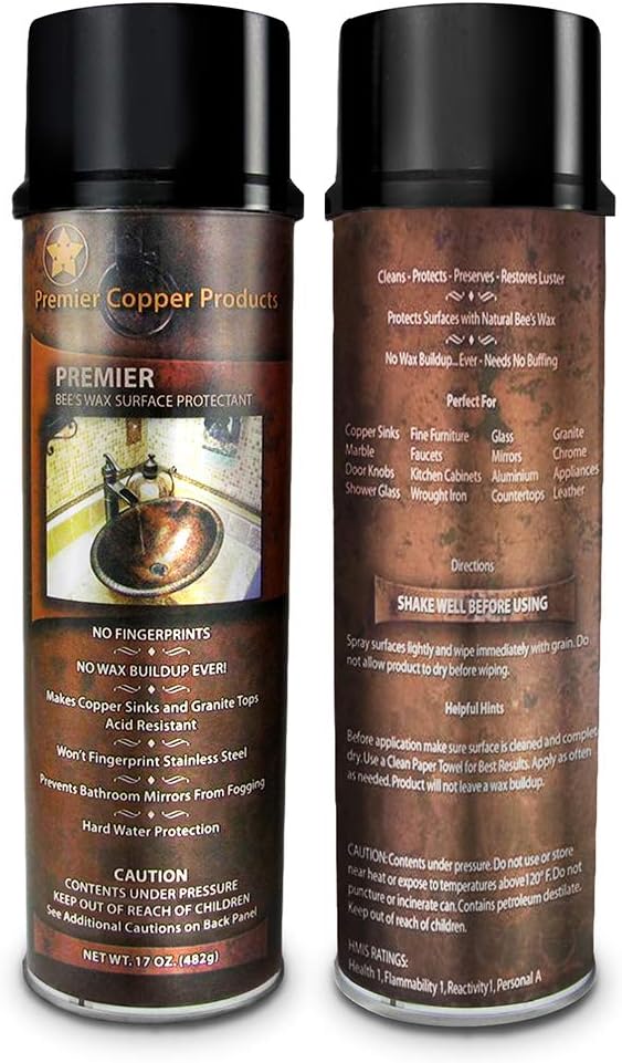 Premier Copper Products W900-WAX Copper Sink Wax Protectant, Clear