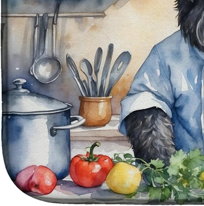 Caroline's Treasures DAC6217DDM Bouvier des Flandres The Chef Dish Drying Mat Absorbent Dish Drying Mat Pad for Kitchen Counter Dish Drainer Mat for Countertop, 14 x 21", Multicolor
