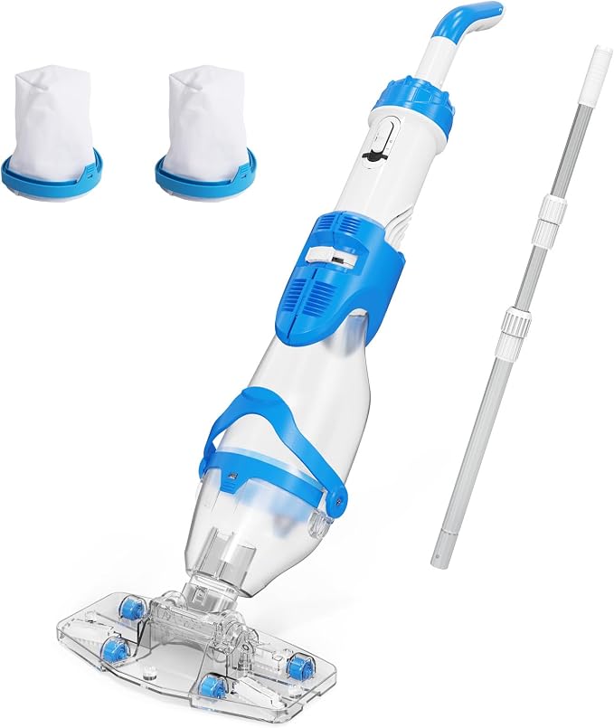 VINGLI Pool Vacuum for Above Ground Pools, 40W 18.5GPM Suction, 60 Mins Runtime, 1.5H Fast Charging, 29.3-71inch Telescopic Pole, Ideal for Leaves & Debris Deep Cleaning