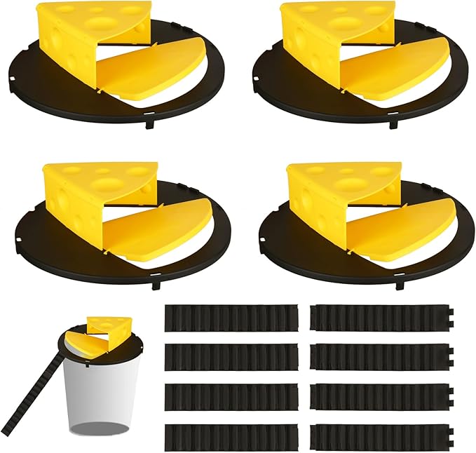 4PCS Mouse Trap Bucket, 5 Gallon Bucket Lid Mouse Trap,Reusable, Bite Resistant, Self Resetting Rat Trap Bucket，Humane Mouse Trap for Indoor and Outdoor