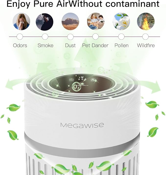 MEGAWISE HEPA Air Purifier, Small Quiet Air Cleaner with Advanced Filter, Portable Design for Bedroom, Office, Apartment