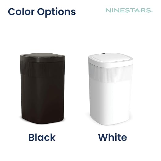 Ninestars Touch Tap & Motion Sensor Trash Can for Kitchen and Bedroom, 13 Gal 50L High-Grade ABS Body (Rectangular, Black)